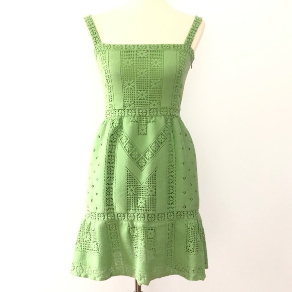 Valentino Guipure Lace Sleeveless Dress Green - Picture 1 of 8